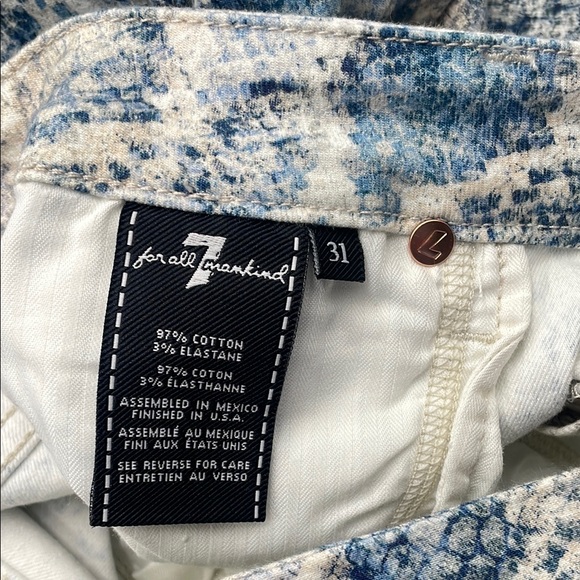 7 For All Mankind NEW Indigo Snakeskin Python Stretch Skinny Jeans NWT SZ 31 - Picture 11 of 11